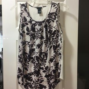Ann Taylor sleeveless off white and plum shirt